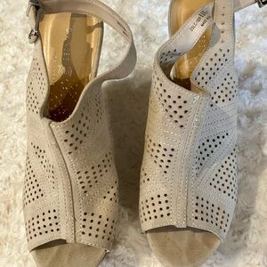 Women's Taupe Peep-Toe Platform Sandals from Chinese Laundry.